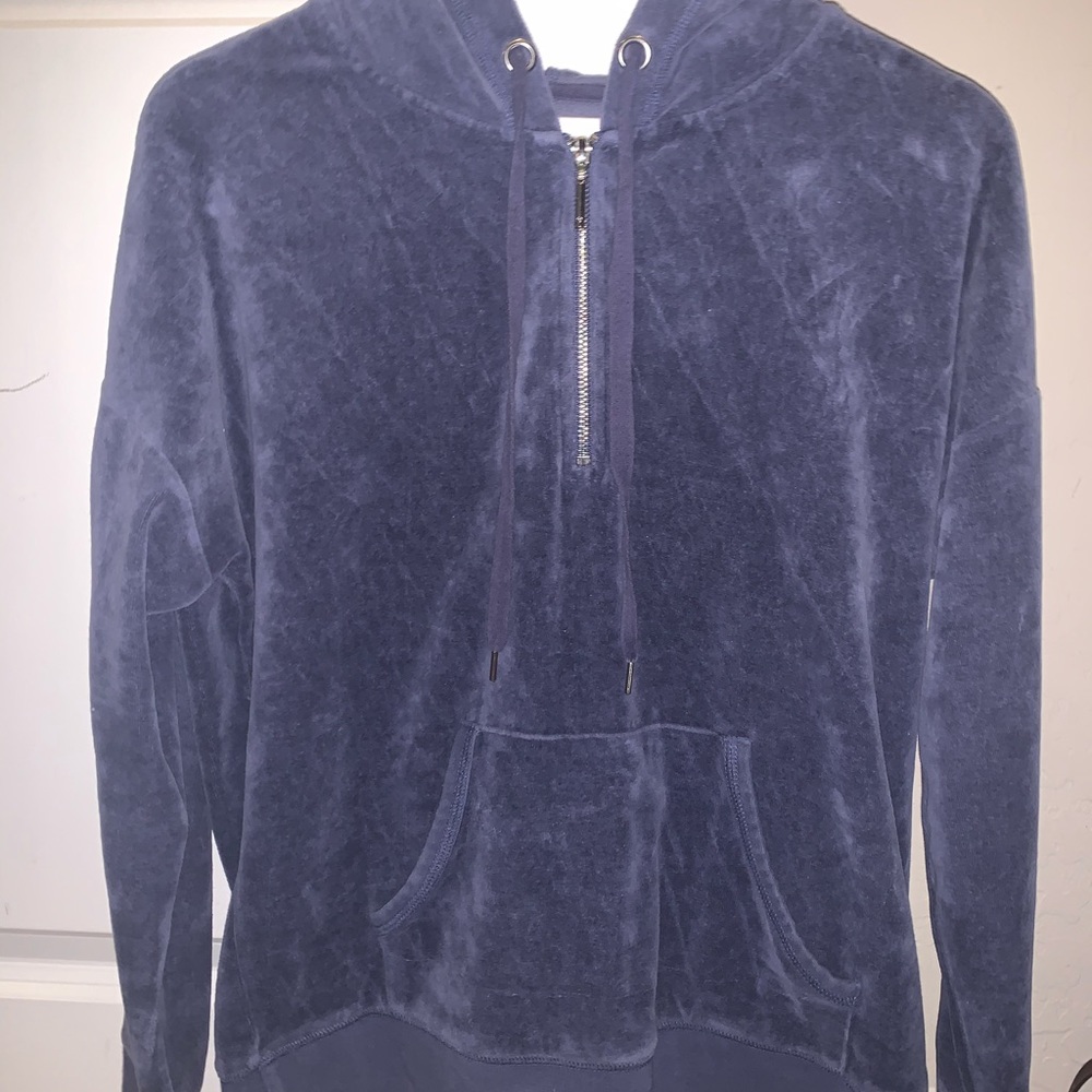 Suede half zip blue sweater